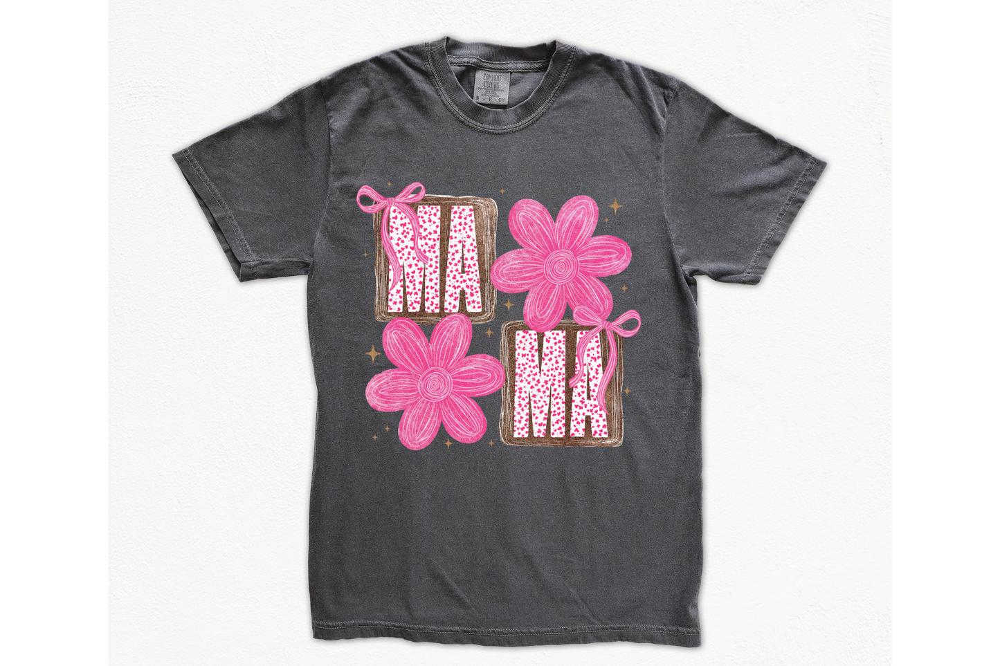 MAMA floral short sleeve Gildan or Comfort Colors Tee