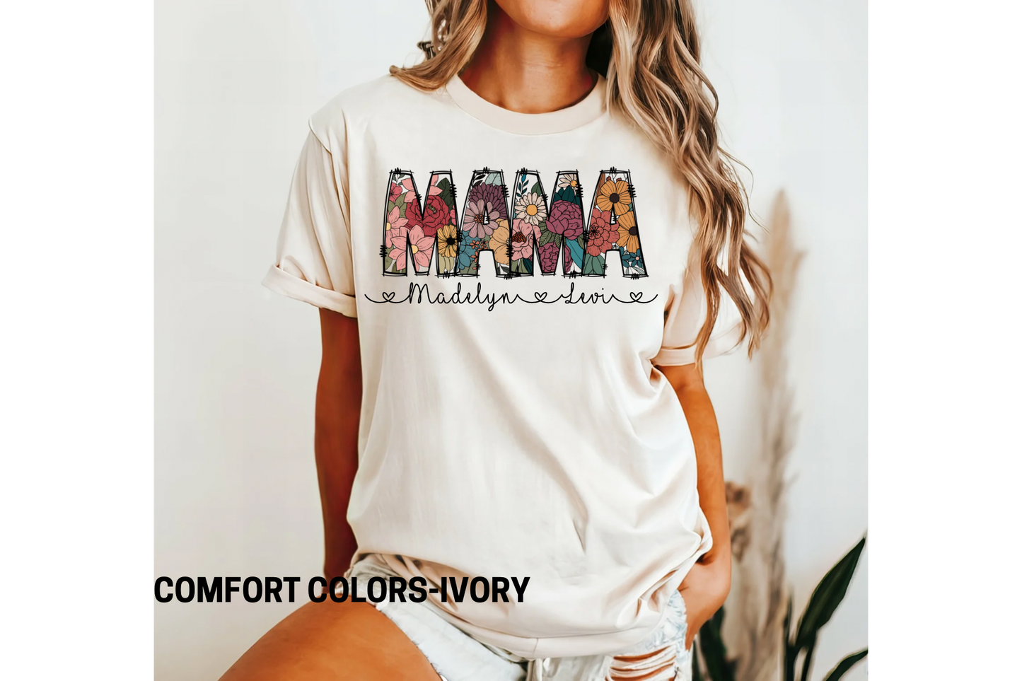 CUSTOM boho floral mama with names
