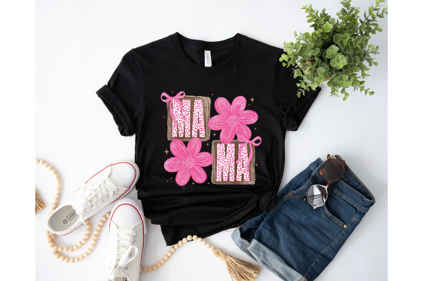MAMA floral short sleeve Gildan or Comfort Colors Tee