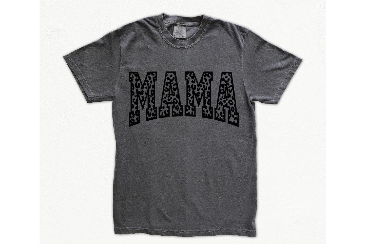 MAMA leopard short sleeve Gildan or comfort colors tee