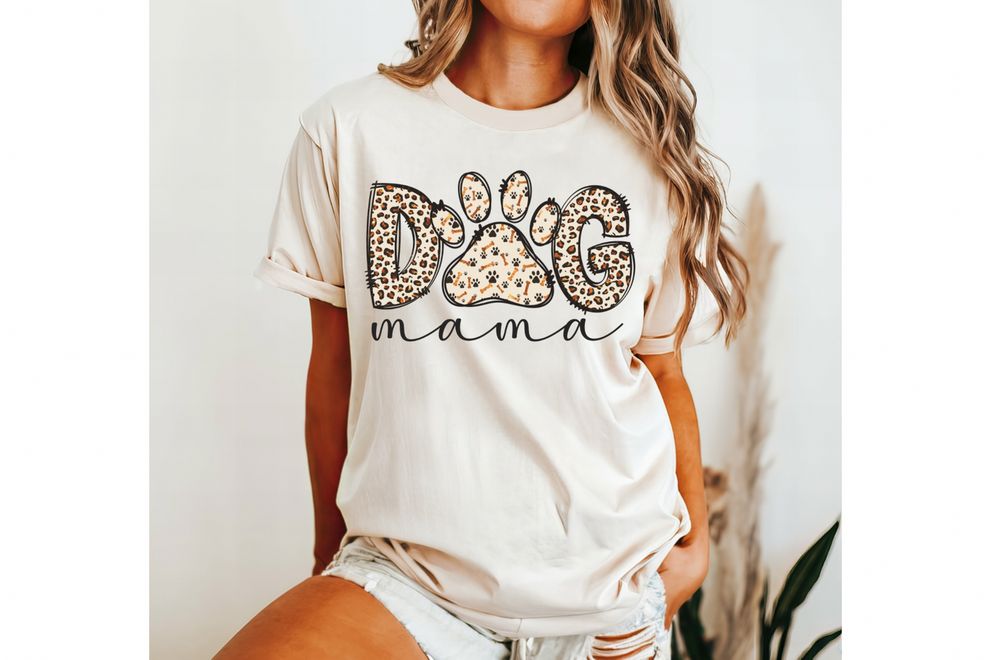 Leopard dog mama Gildan or comfort colors tee