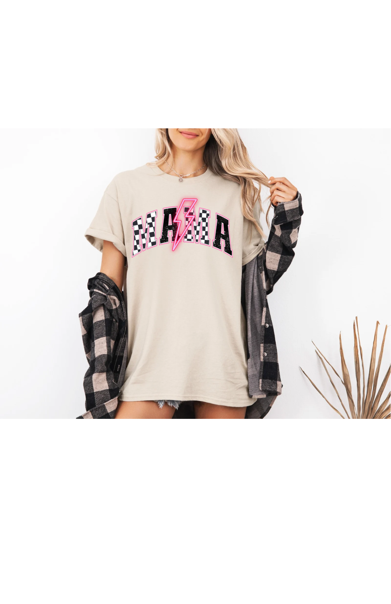 Mama checkered tee
