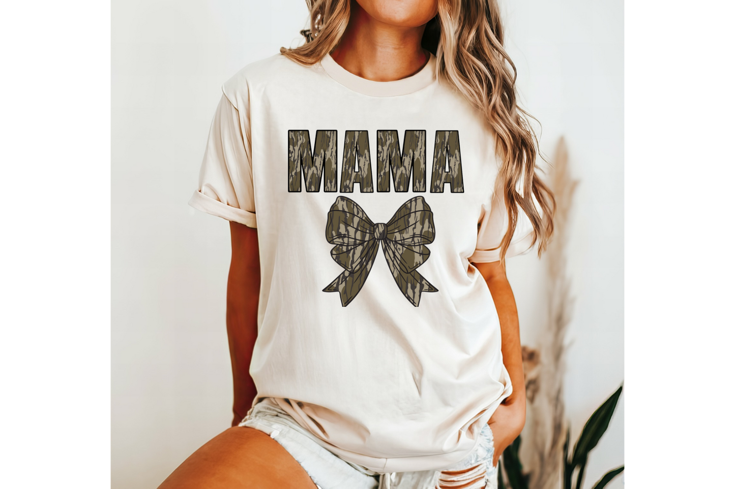 Camo mama coquette tee or sweatshirt