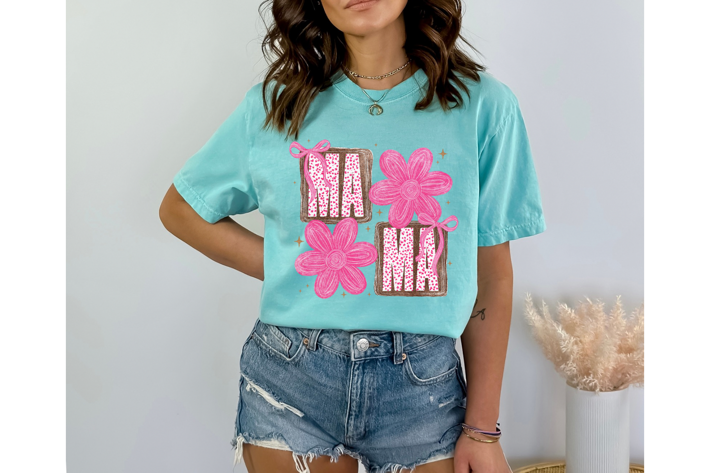 MAMA floral short sleeve Gildan or Comfort Colors Tee