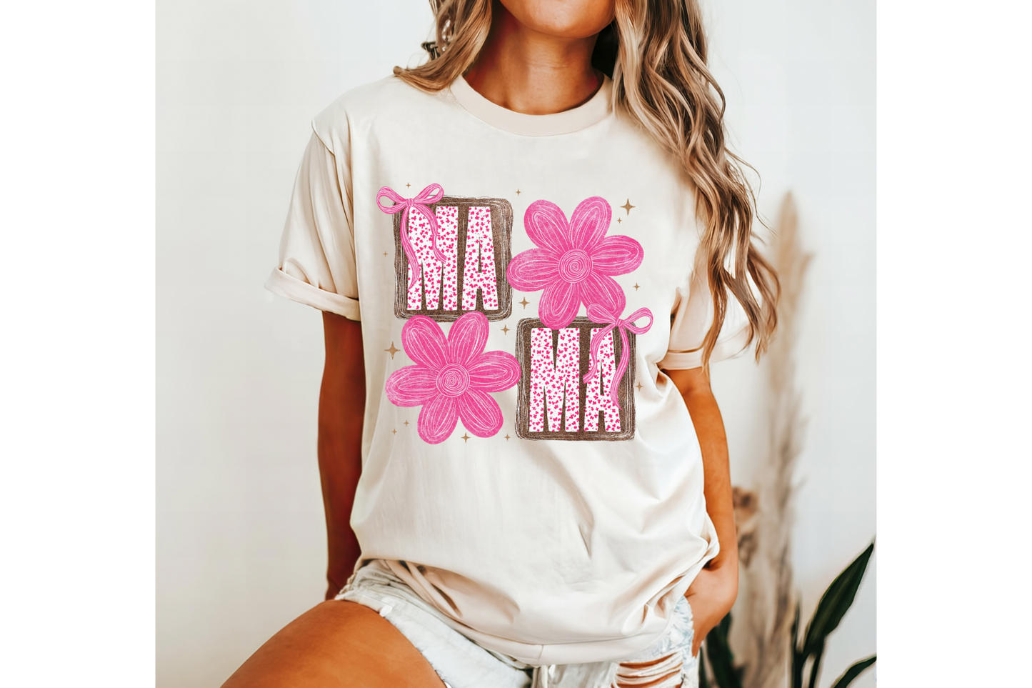 MAMA floral short sleeve Gildan or Comfort Colors Tee