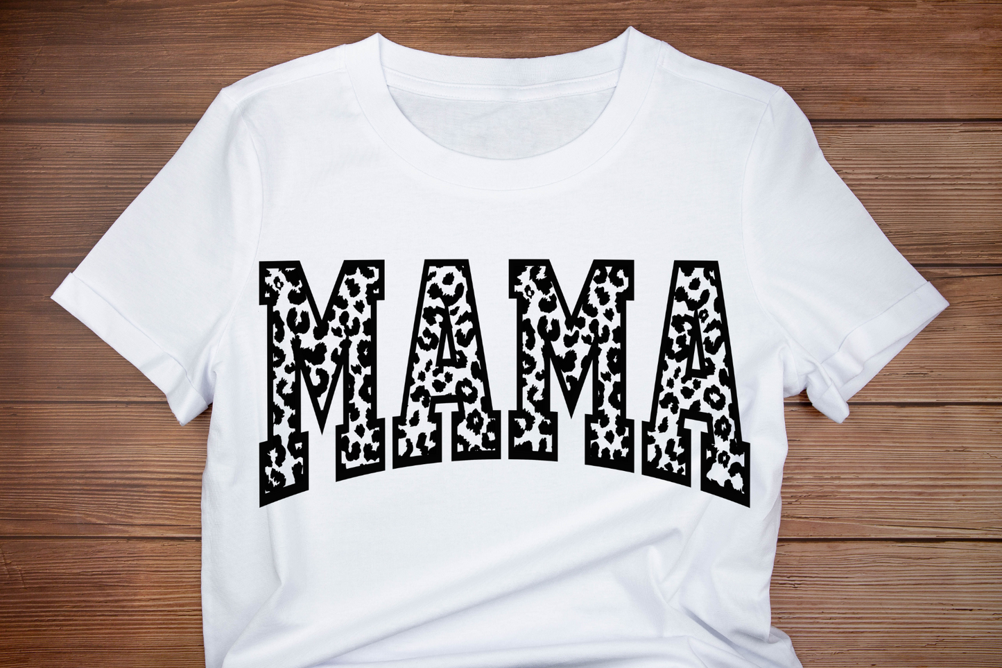 MAMA leopard short sleeve Gildan or comfort colors tee
