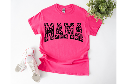 MAMA leopard short sleeve Gildan or comfort colors tee