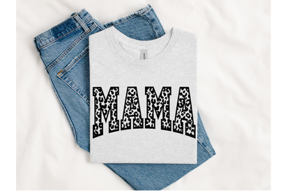 MAMA leopard short sleeve Gildan or comfort colors tee
