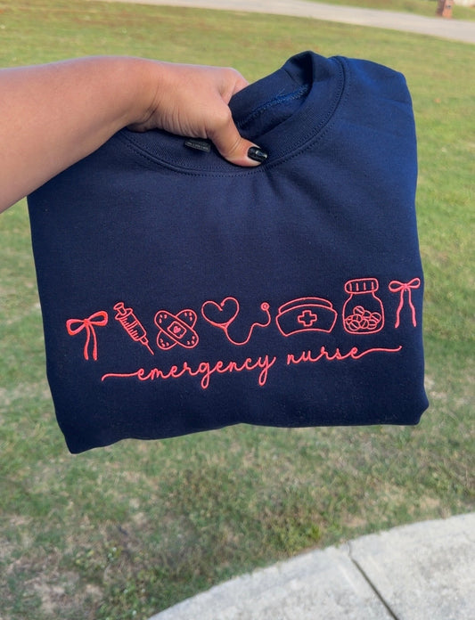 Emergency Nurse Embroidered Sweatshirt