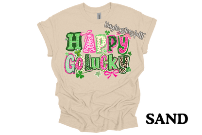 Youth Happy Go Lucky St. Patrick’s Day Shirt – Cute Lucky Shamrock Graphic Tee, Girls Patrick’s Day Shirt, Festive Lucky Clover Tee