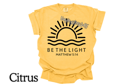 Be the Light Matthew 5:14 Christian T-Shirt | Inspirational Faith Shirt | Comfort Colors Graphic Tee