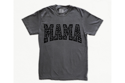 MAMA leopard short sleeve Gildan or comfort colors tee