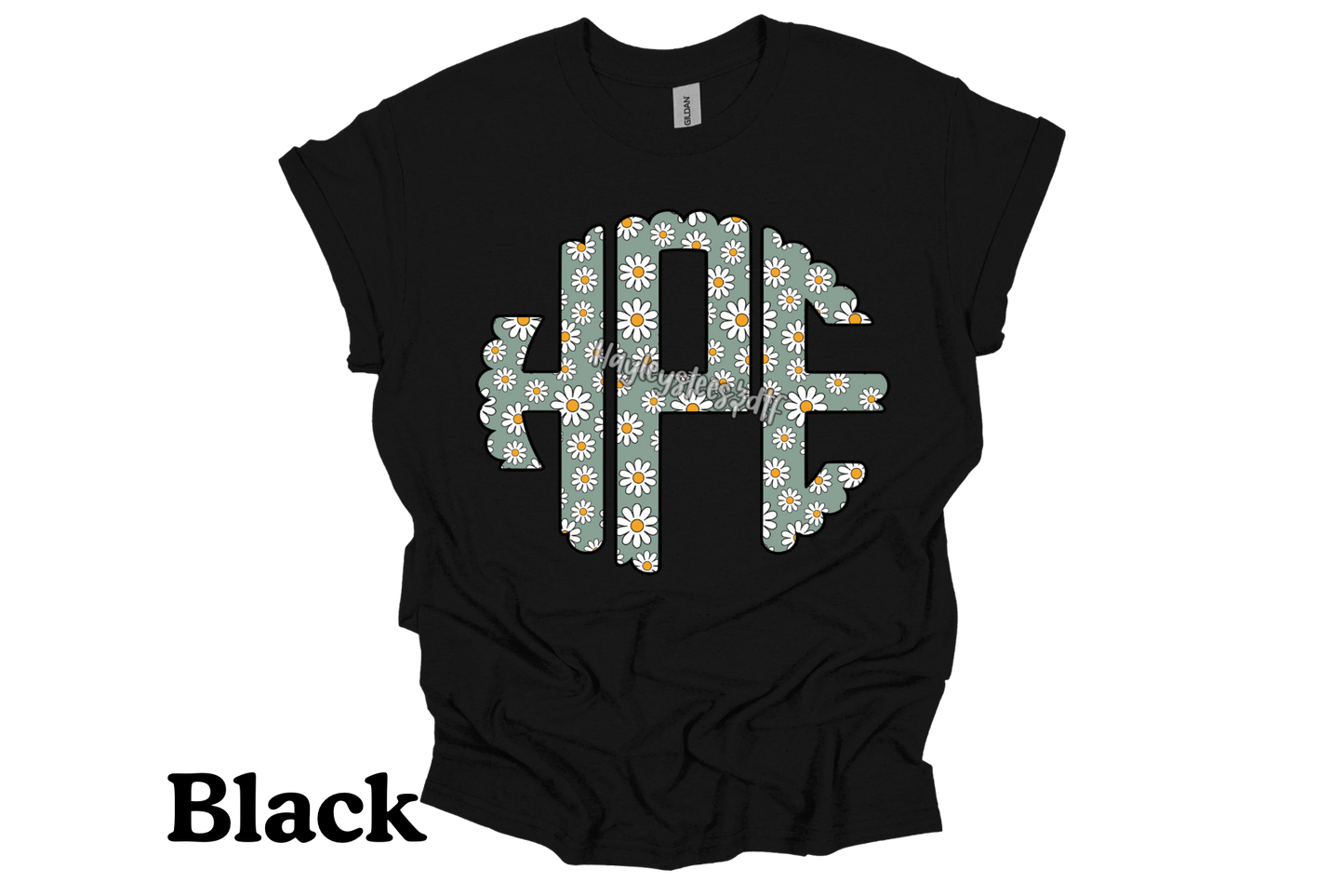 Spring Floral Scalloped Monogram
