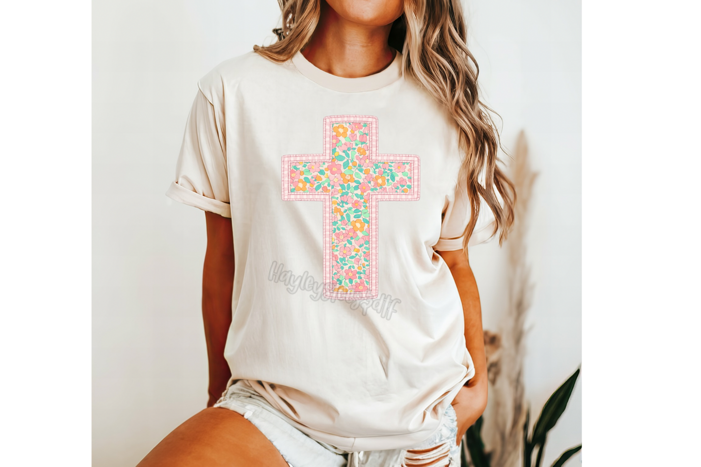 Spring Floral Cross Tee