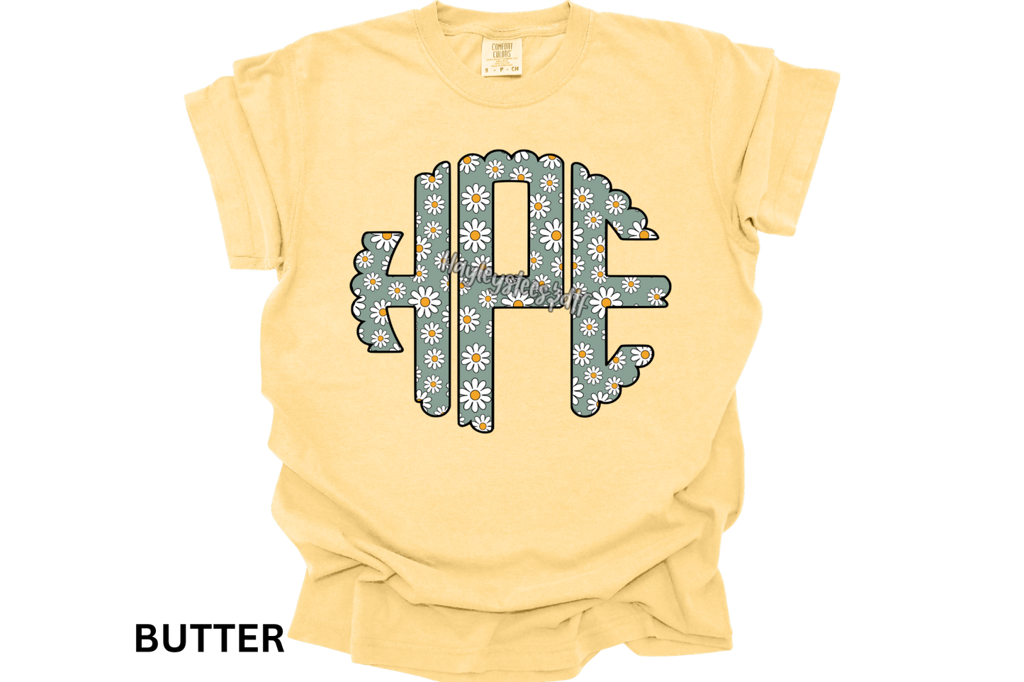 Spring Floral Scalloped Monogram