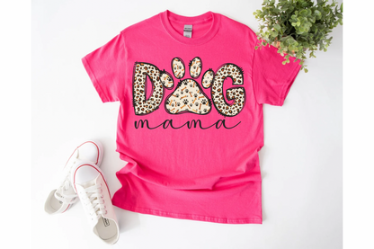 Leopard dog mama Gildan or comfort colors tee