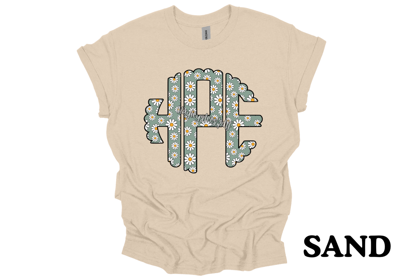 Spring Floral Scalloped Monogram