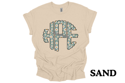 Spring Floral Scalloped Monogram