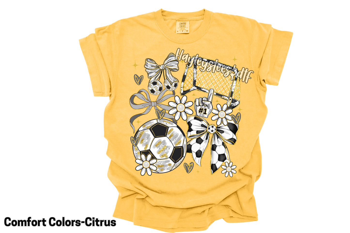 Coquette Soccer Bow Comfort Colors T-Shirt | Trendy Soccer Mom Graphic Tee | Cute Game Day Shirt | Soccer Lover Shirt | Comfort Colors Ivory Tee