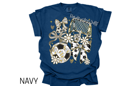 Coquette Soccer Bow Comfort Colors T-Shirt | Trendy Soccer Mom Graphic Tee | Cute Game Day Shirt | Soccer Lover Shirt | Comfort Colors Ivory Tee