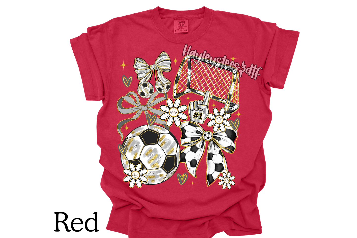 Coquette Soccer Bow Comfort Colors T-Shirt | Trendy Soccer Mom Graphic Tee | Cute Game Day Shirt | Soccer Lover Shirt | Comfort Colors Ivory Tee