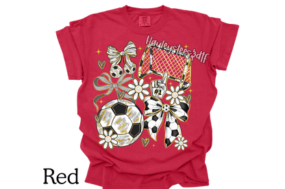 Coquette Soccer Bow Comfort Colors T-Shirt | Trendy Soccer Mom Graphic Tee | Cute Game Day Shirt | Soccer Lover Shirt | Comfort Colors Ivory Tee