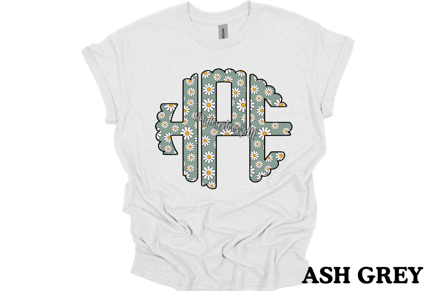 Spring Floral Scalloped Monogram