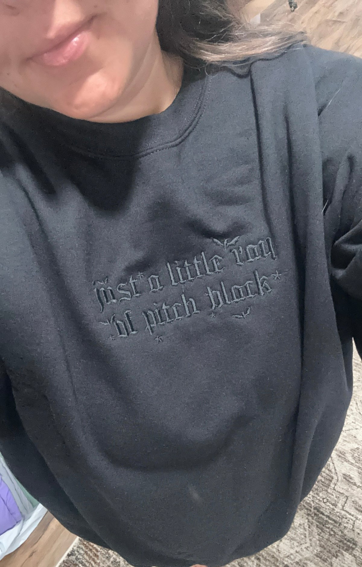 Just a little ray of pitch black embroidered sweatshirt