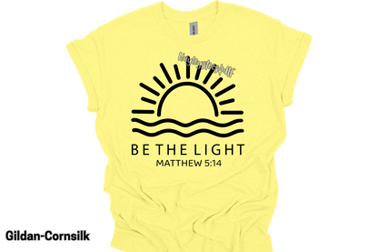 Be the Light Matthew 5:14 Christian T-Shirt | Inspirational Faith Shirt | Gildan Graphic Tee
