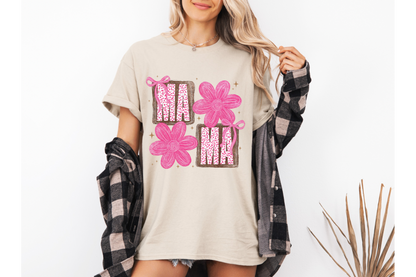 MAMA floral short sleeve Gildan or Comfort Colors Tee