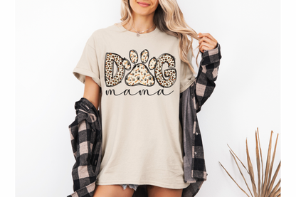 Leopard dog mama Gildan or comfort colors tee
