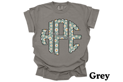Spring Floral Scalloped Monogram