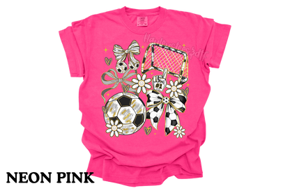 Coquette Soccer Bow Comfort Colors T-Shirt | Trendy Soccer Mom Graphic Tee | Cute Game Day Shirt | Soccer Lover Shirt | Comfort Colors Ivory Tee