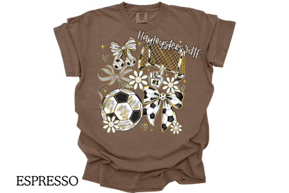 Coquette Soccer Bow Comfort Colors T-Shirt | Trendy Soccer Mom Graphic Tee | Cute Game Day Shirt | Soccer Lover Shirt | Comfort Colors Ivory Tee