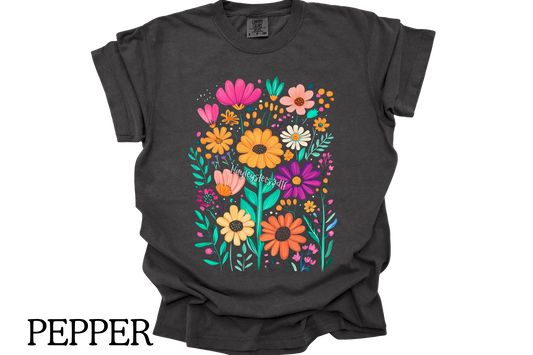 FLORAL COMFORT COLORS TSHIRT
