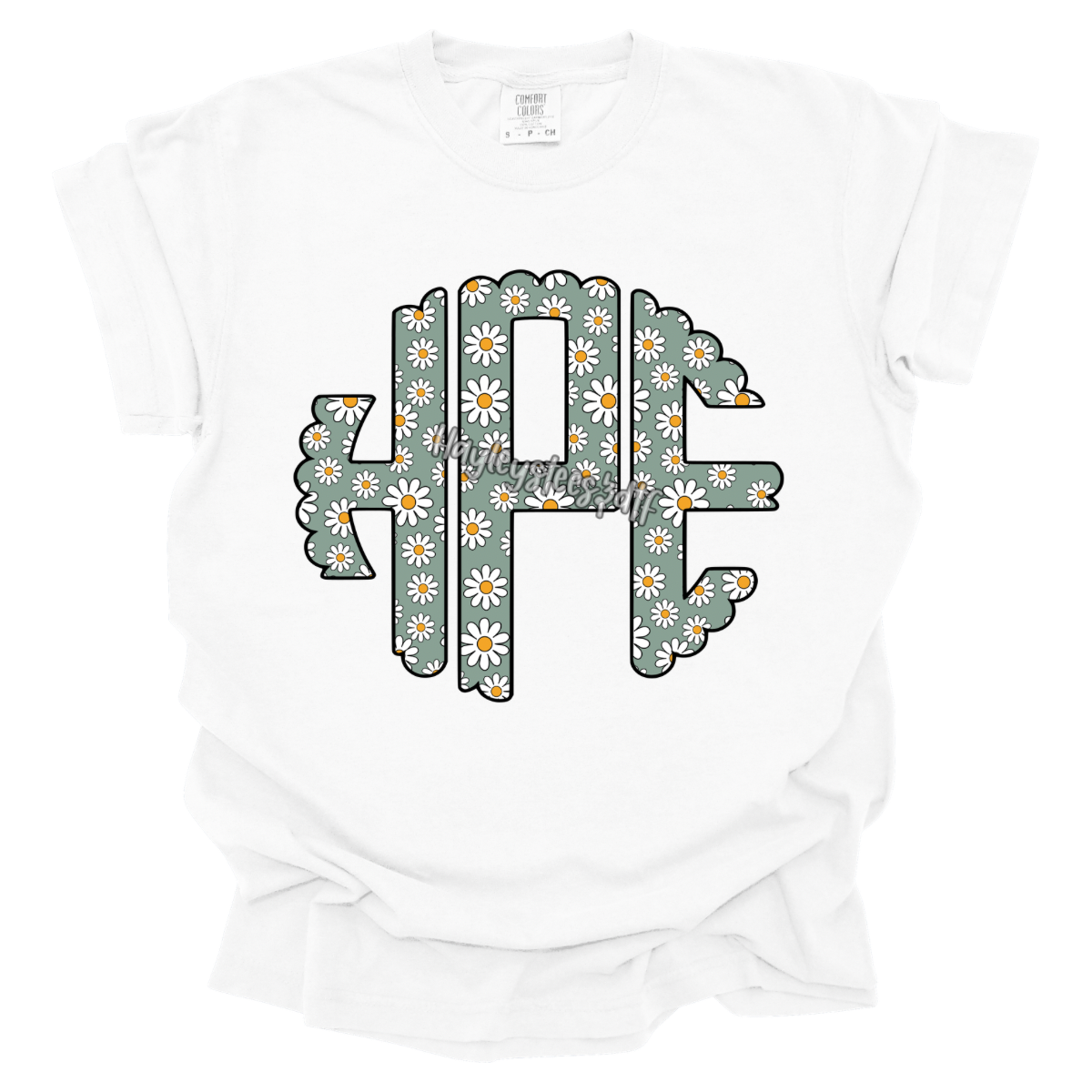 Spring Floral Scalloped Monogram