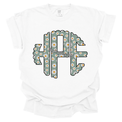 Spring Floral Scalloped Monogram