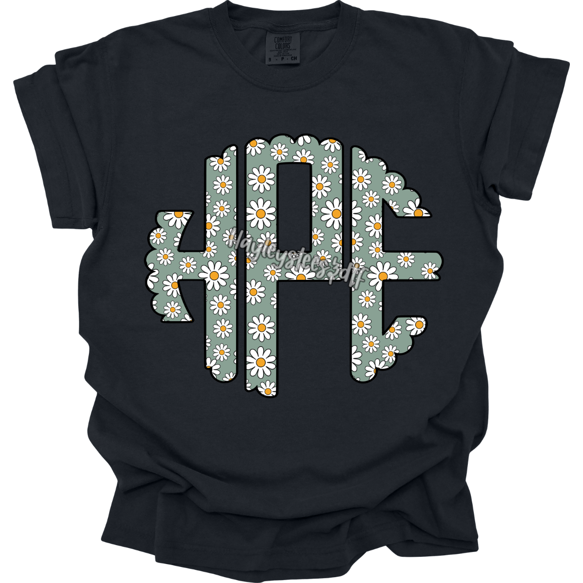 Spring Floral Scalloped Monogram