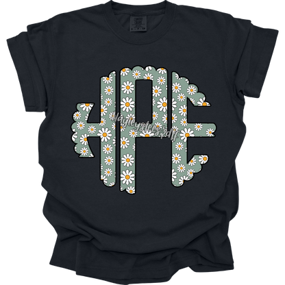 Spring Floral Scalloped Monogram