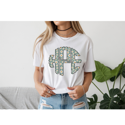 Spring Floral Scalloped Monogram