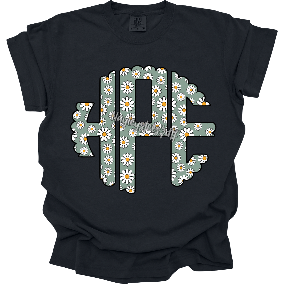 Spring Floral Scalloped Monogram