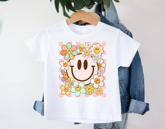 Checkered Smiley Youth Tee