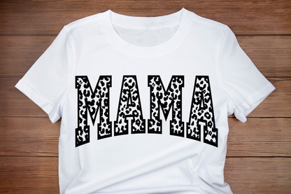 MAMA leopard short sleeve Gildan or comfort colors tee